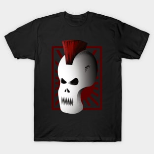 Punk Skull with Red Mohawk | Metal Skull Mask T-Shirt